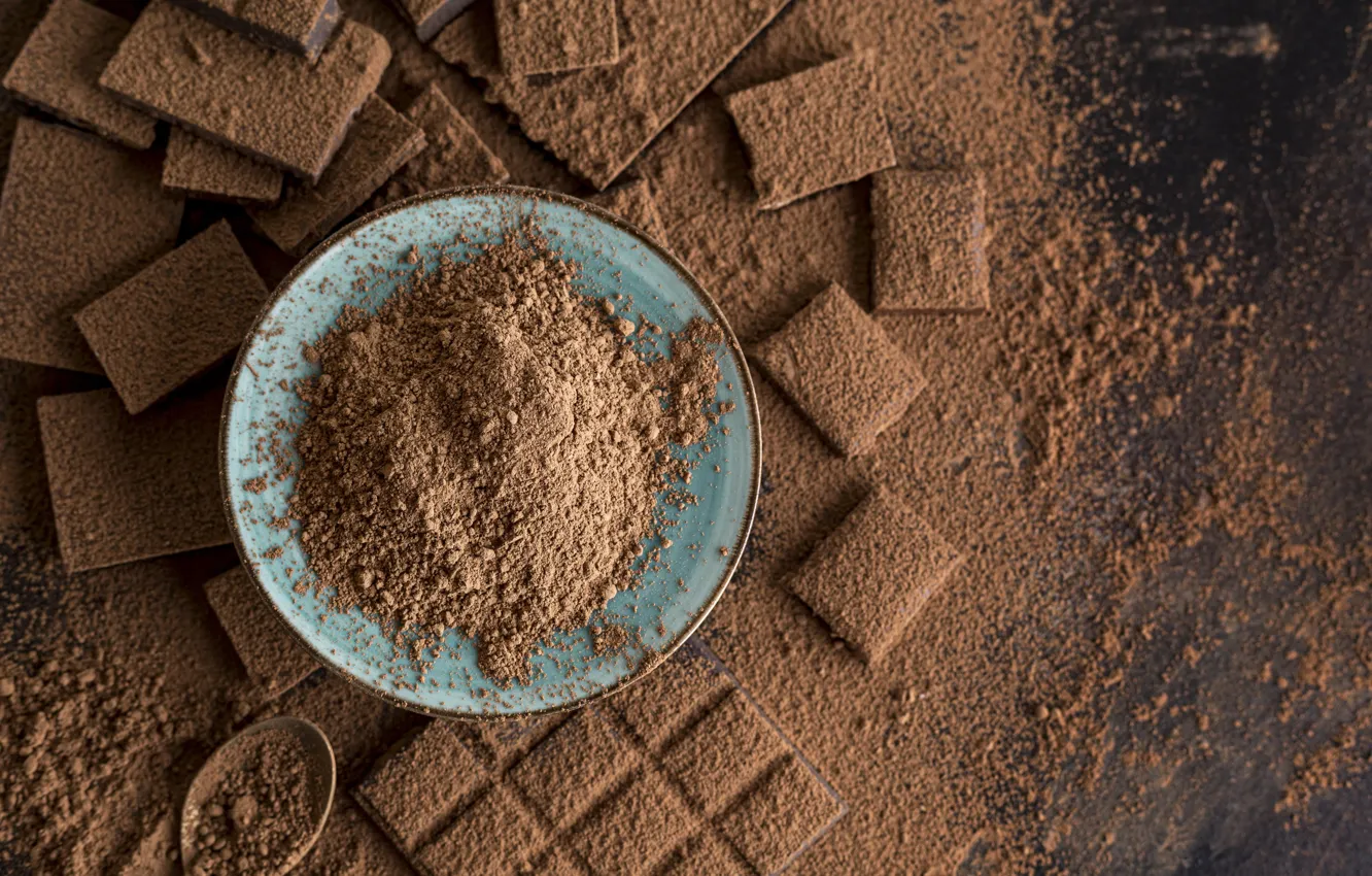 Photo wallpaper tile, chocolate, plate, dessert, sweet, cocoa, powder