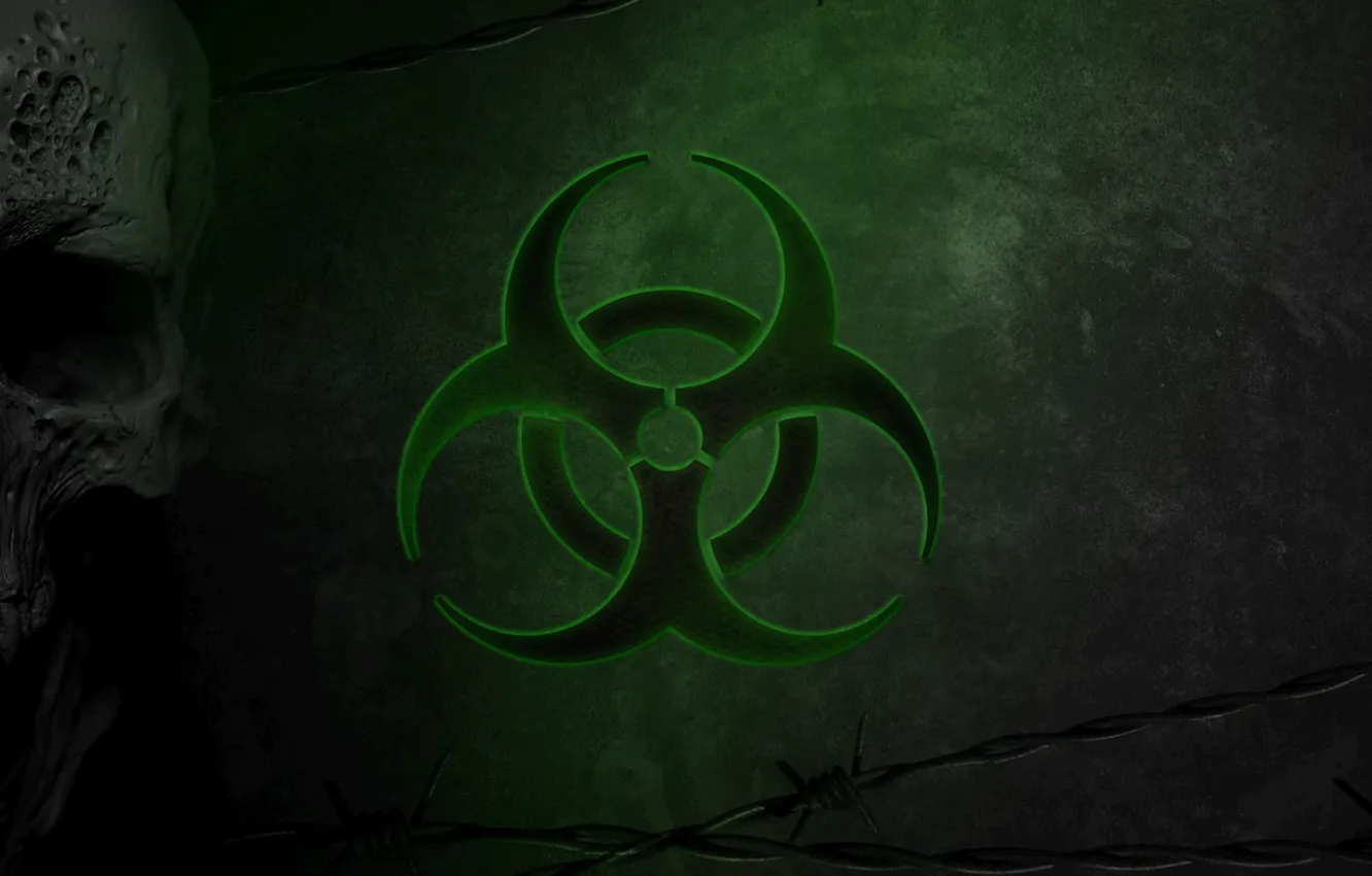 Photo wallpaper Skull, Green, Virus, Green, Sake, Biohazard, Danger