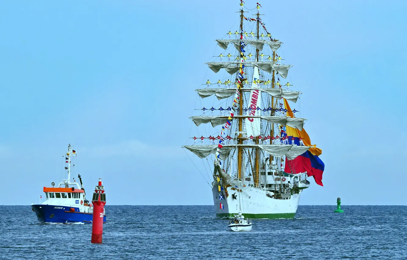 Photo wallpaper meeting, sailboat, Visit