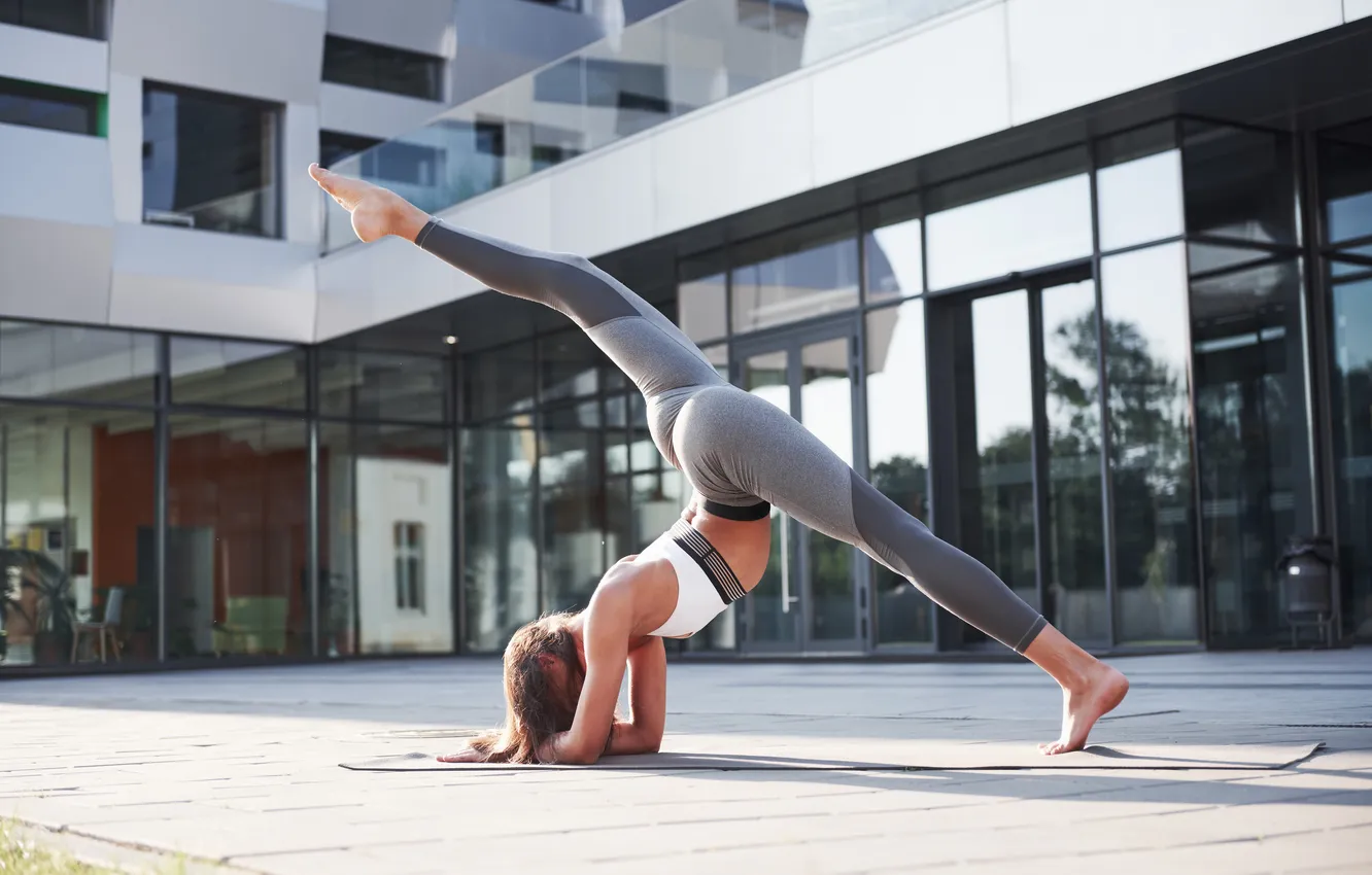 Photo wallpaper legs, woman, flexibility, training, stretching