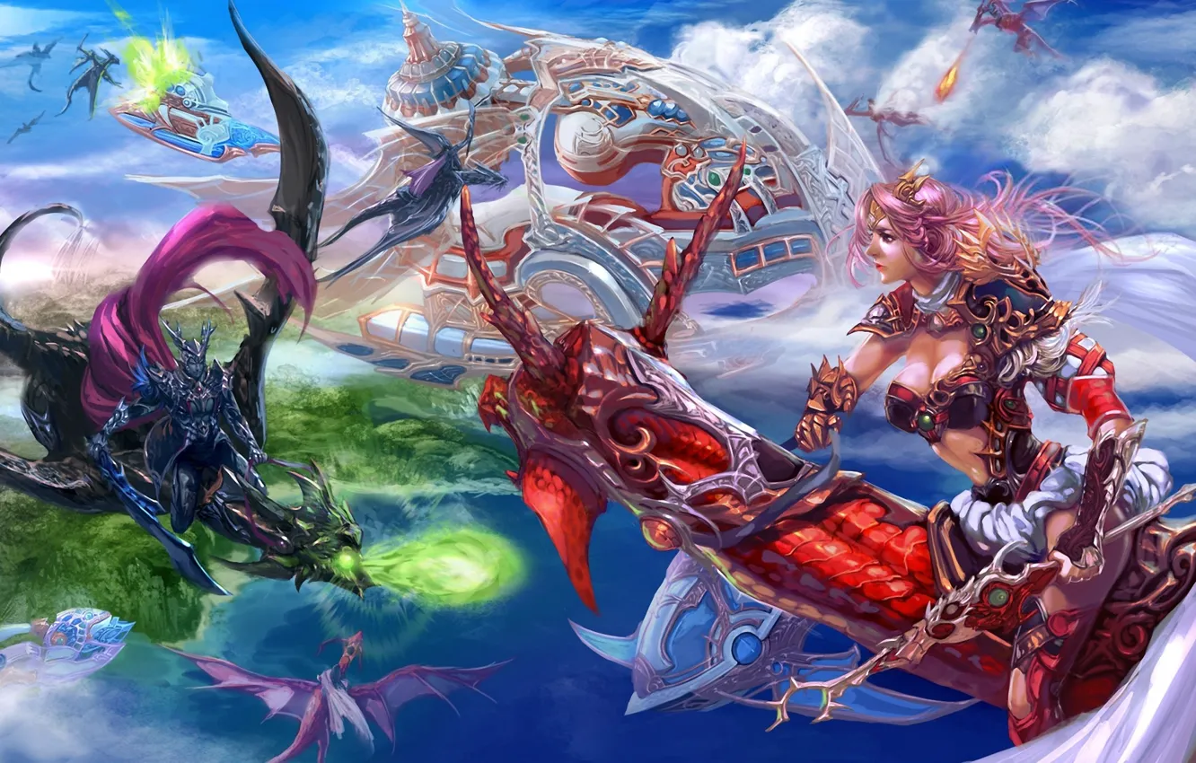 Photo wallpaper Fantasy, Anime, Dragons In The Sky, Xiao Botong
