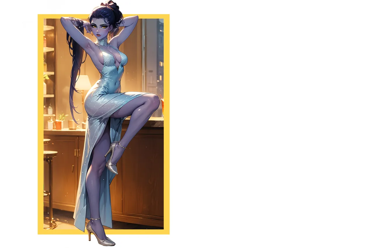 Photo wallpaper girl, hot, sexy, sexy girl, anime, purple, babe, heels