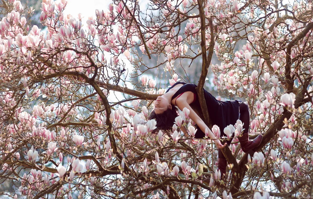 Photo wallpaper girl, mood, spring