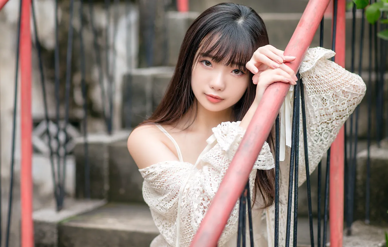 Photo wallpaper look, girl, Asian, cutie