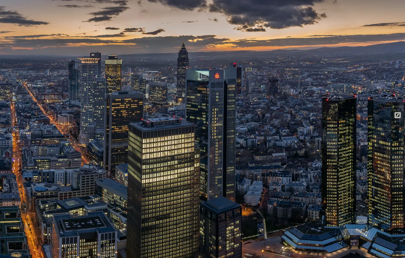 Photo wallpaper night, the city, Frankfurt