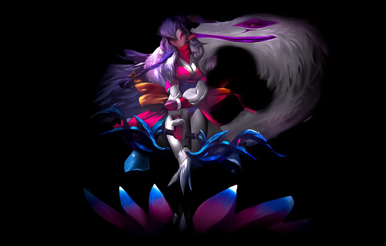 Photo wallpaper League of Legends, dark background, Kindred League of Legends, League of Legends Wild Rift