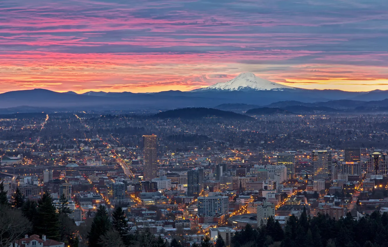 Photo wallpaper sunrise, Oregon, Portland