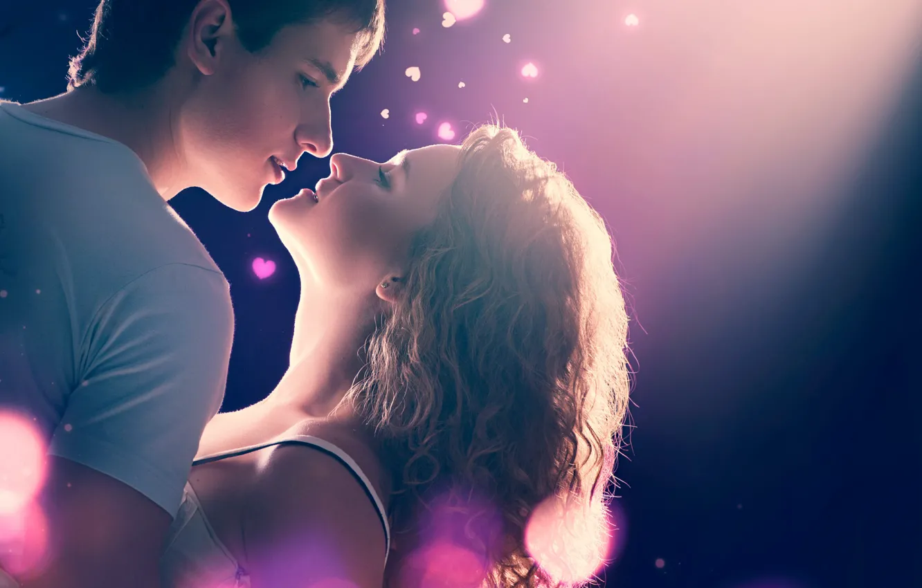 Photo wallpaper girl, love, holiday, romance, hair, heart, love, guy