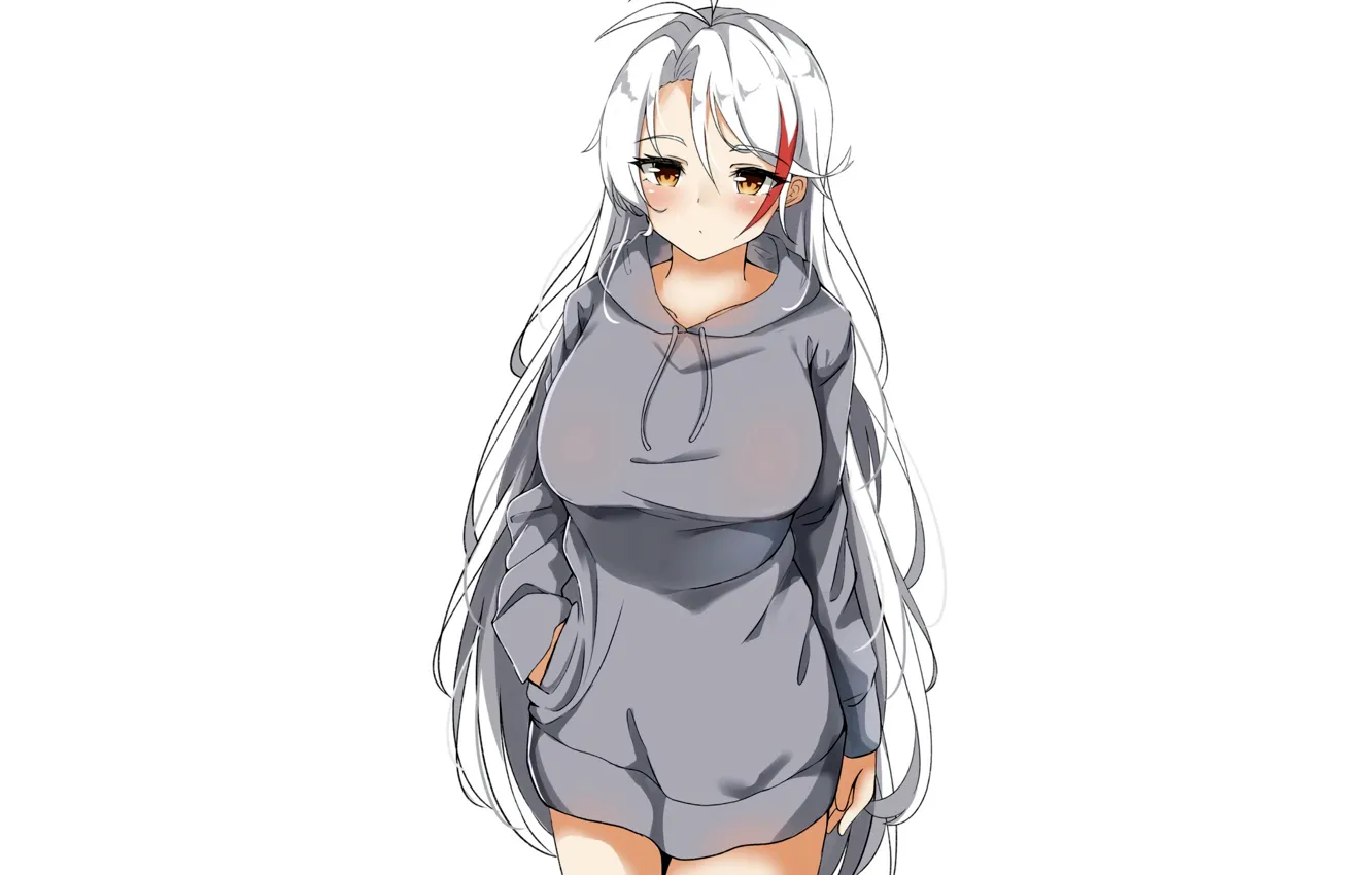 Photo wallpaper girl, long hair, anime, beautiful, Hoodie, pretty, attractive, handsome