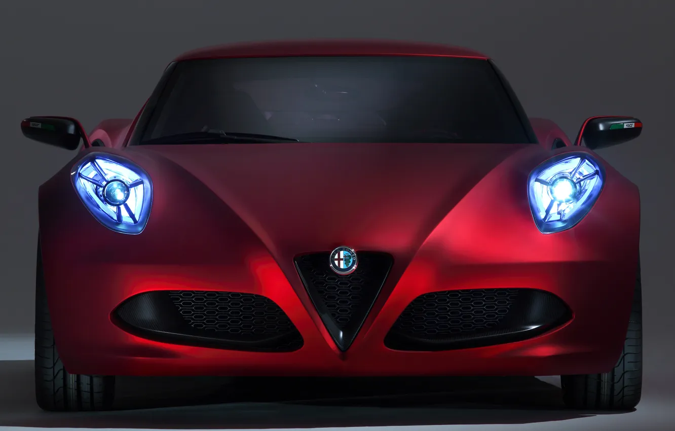 Photo wallpaper light, lights, car, the front, Alfa Romeo, Alfa Romeo 4C Concept