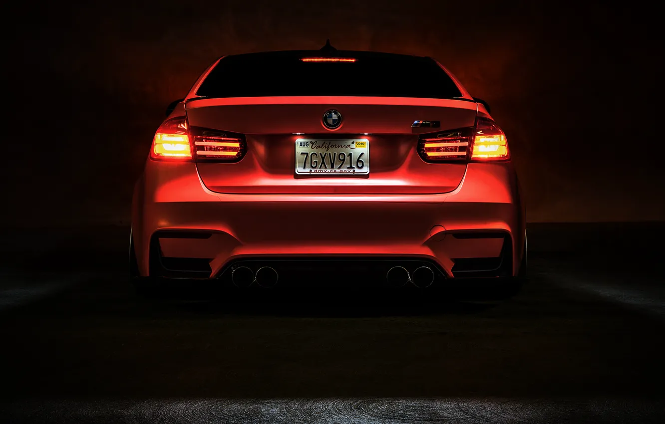 Photo wallpaper BMW, Light, Orange, Car, Tuning, Vossen, Low, Wheels