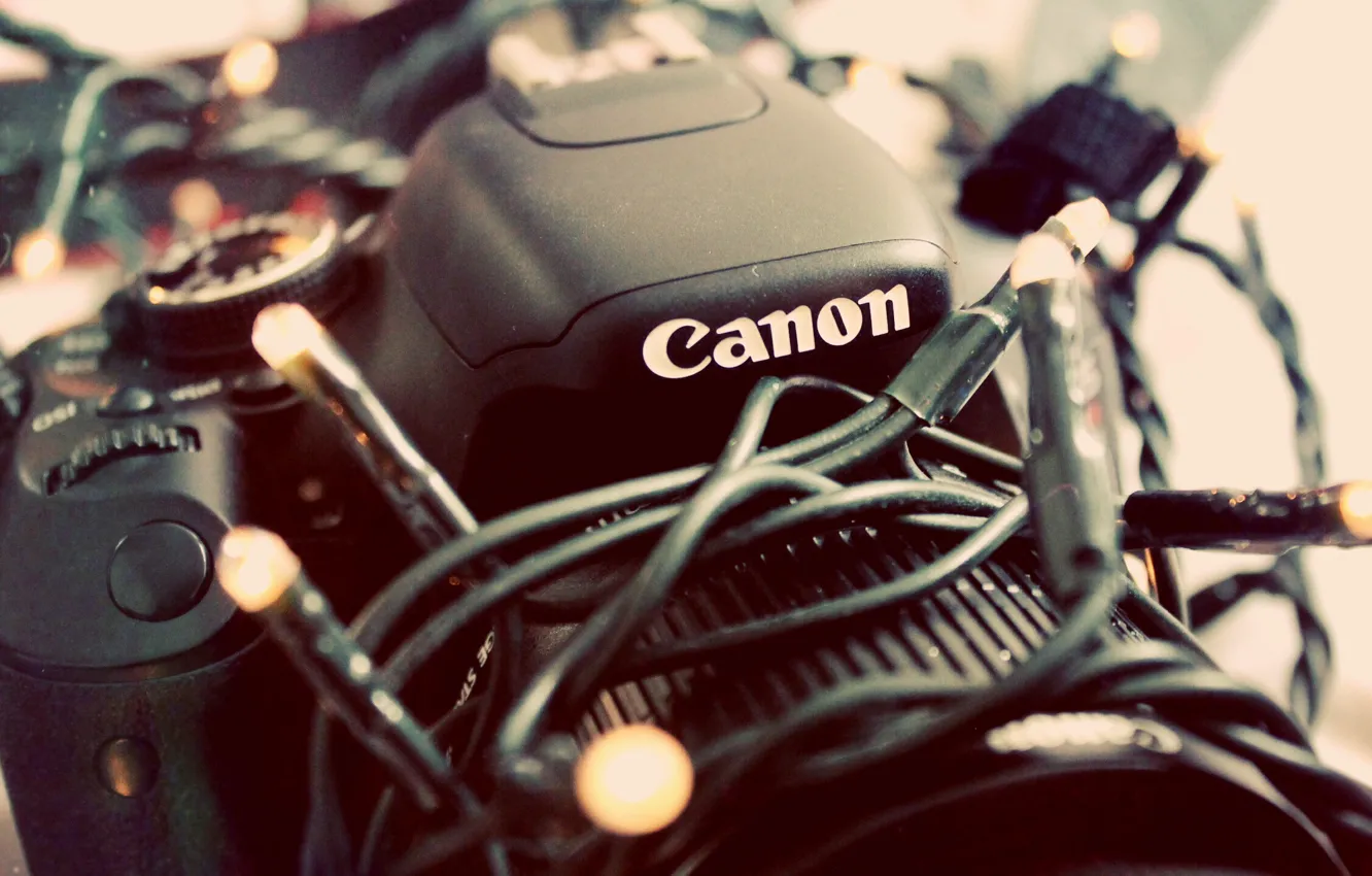 Photo wallpaper camera, the camera, garland, canon