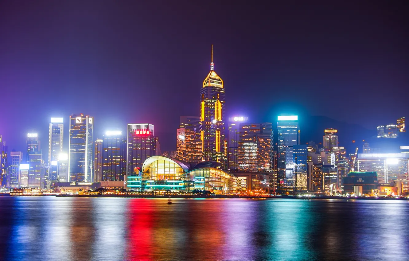 Photo wallpaper night, the city, lights