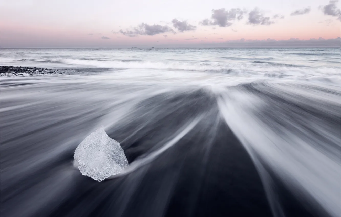 Photo wallpaper sea, beach, ice, Iceland