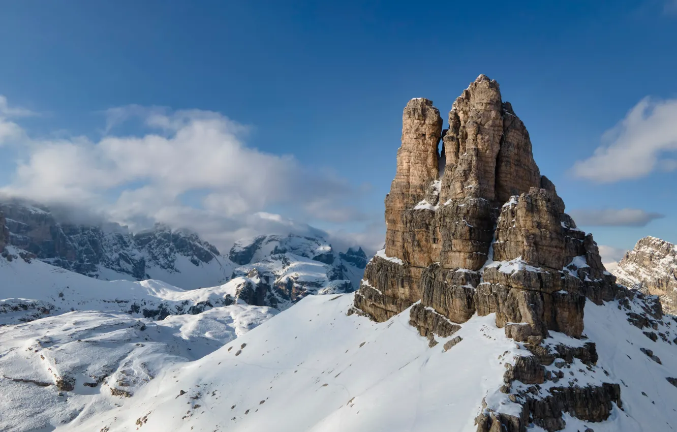 Photo wallpaper winter, snow, height, mountain, Alps, Italy