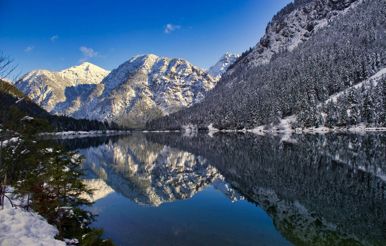 Photo wallpaper mountains, lake, reflection, Austria, Alps, Austria, Alps, Tyrol