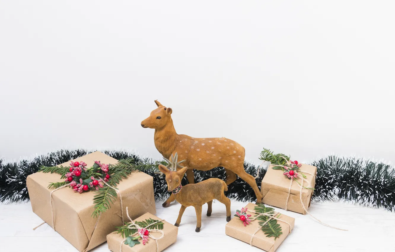 Photo wallpaper holiday, gift, toy, new year, spruce