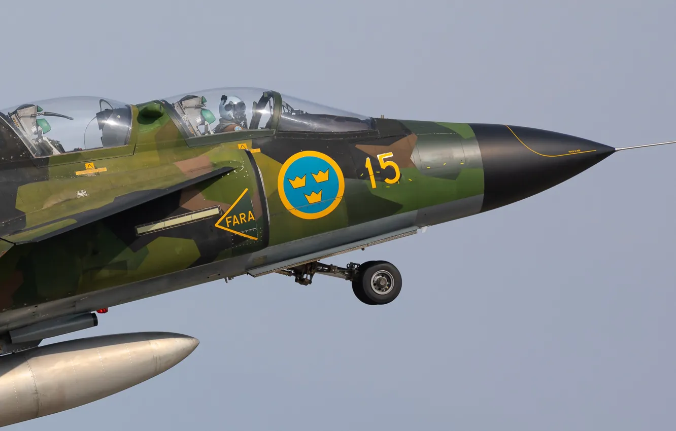 Photo wallpaper Fighter, Pilot, Chassis, Cockpit, You CAN, Swedish air force, Can 37 Viggen, Gdynia Aerobaltic 2019