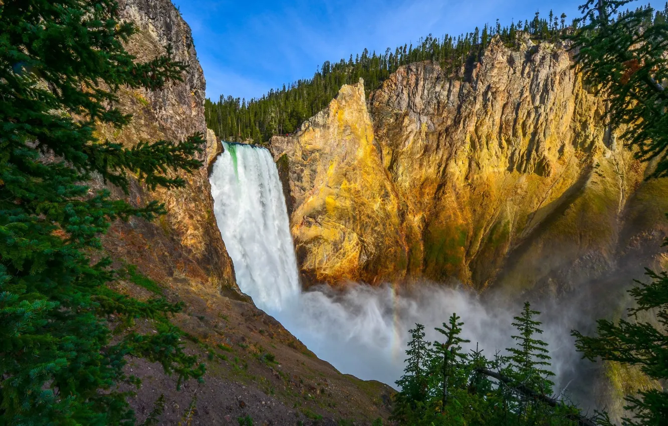 Photo wallpaper nature, rocks, waterfall