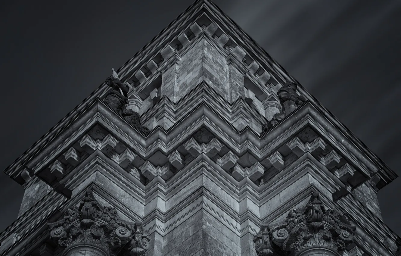 Photo wallpaper building, black and white, architecture