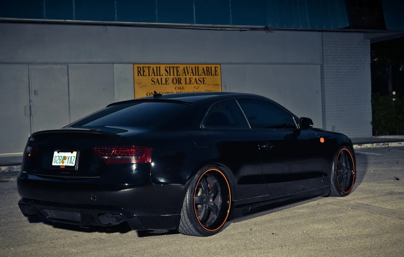 Photo wallpaper Audi, tuning, black, back