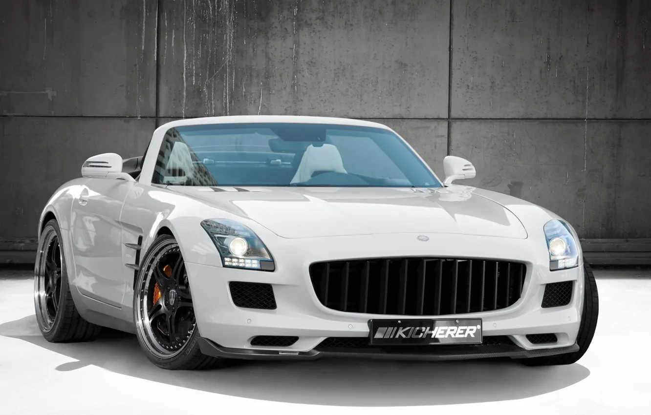 Photo wallpaper white, tuning, Roadster, Mercedes-Benz, Mercedes, SLS, Kicherer