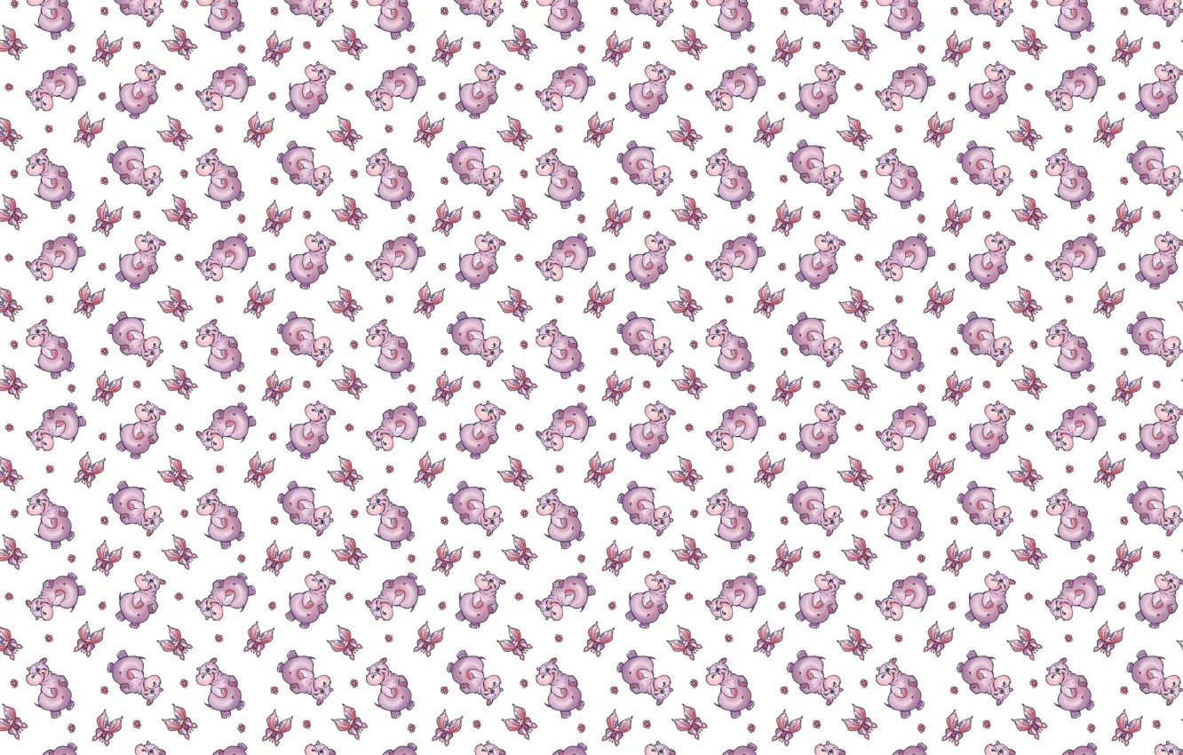 Photo wallpaper background, texture, art, children's, Hippo