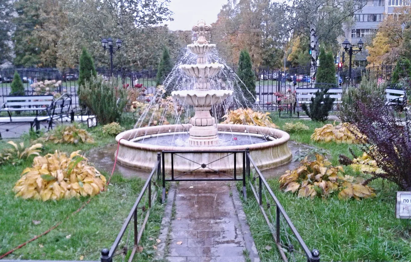 Photo wallpaper autumn, interior, fountain, October 2024