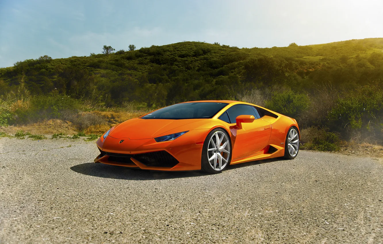 Photo wallpaper Lamborghini, Orange, Front, Sun, Diamond, Supercars, Edition, Exotic