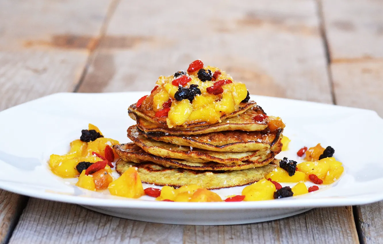 Photo wallpaper fruit, raisins, pancakes