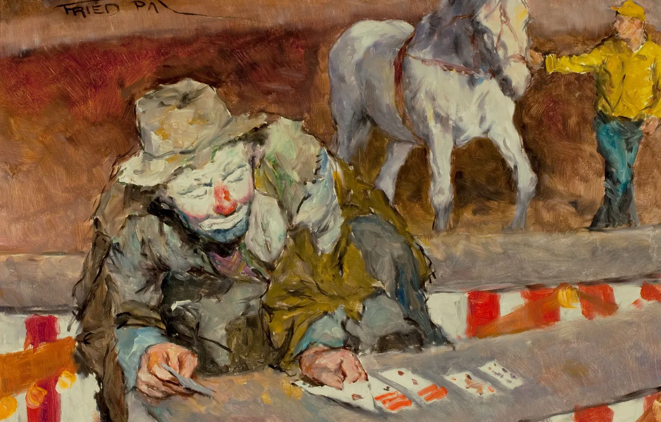 Photo wallpaper horse, map, clown, Solitaire, Pal Fried