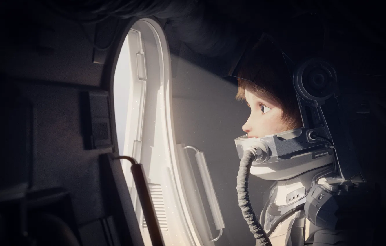 Photo wallpaper girl, fantasy, spaceship, artist, digital art, artwork, fantasy art, pearls