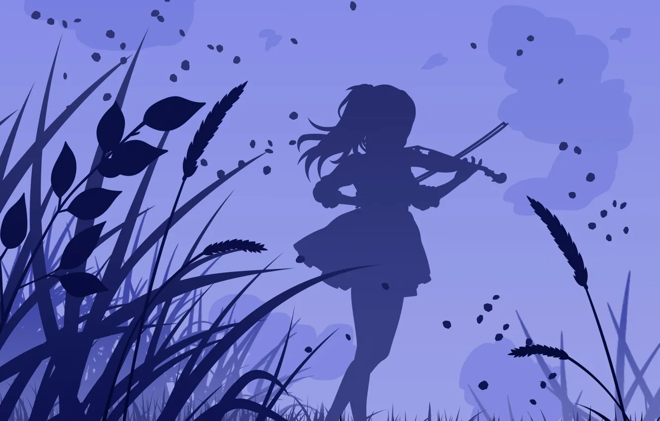 Photo wallpaper grass, girl, violin, anime, Shigatsu wa Kimi no Uso, Your April lie