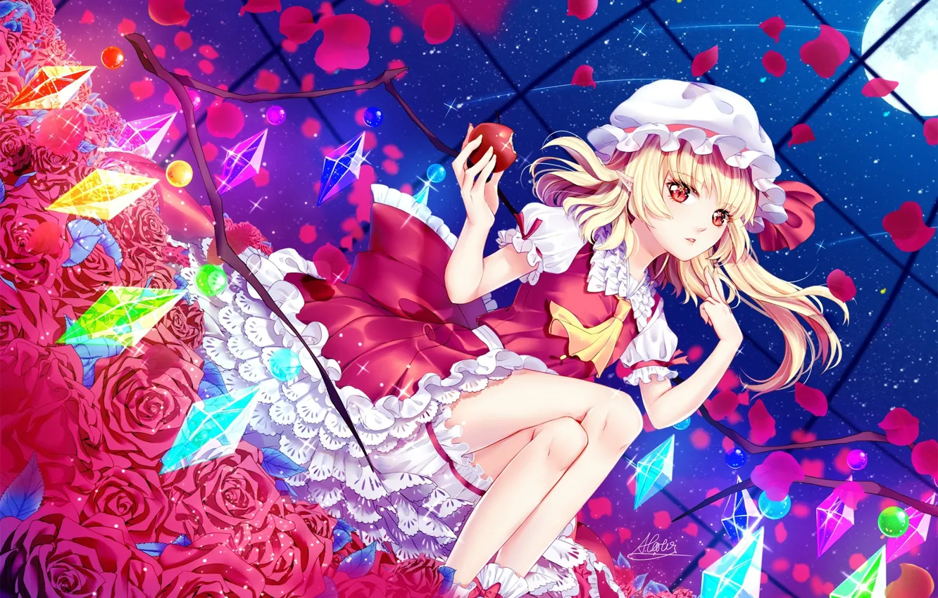 Photo wallpaper roses, girl, touhou, Touhou, Touhou