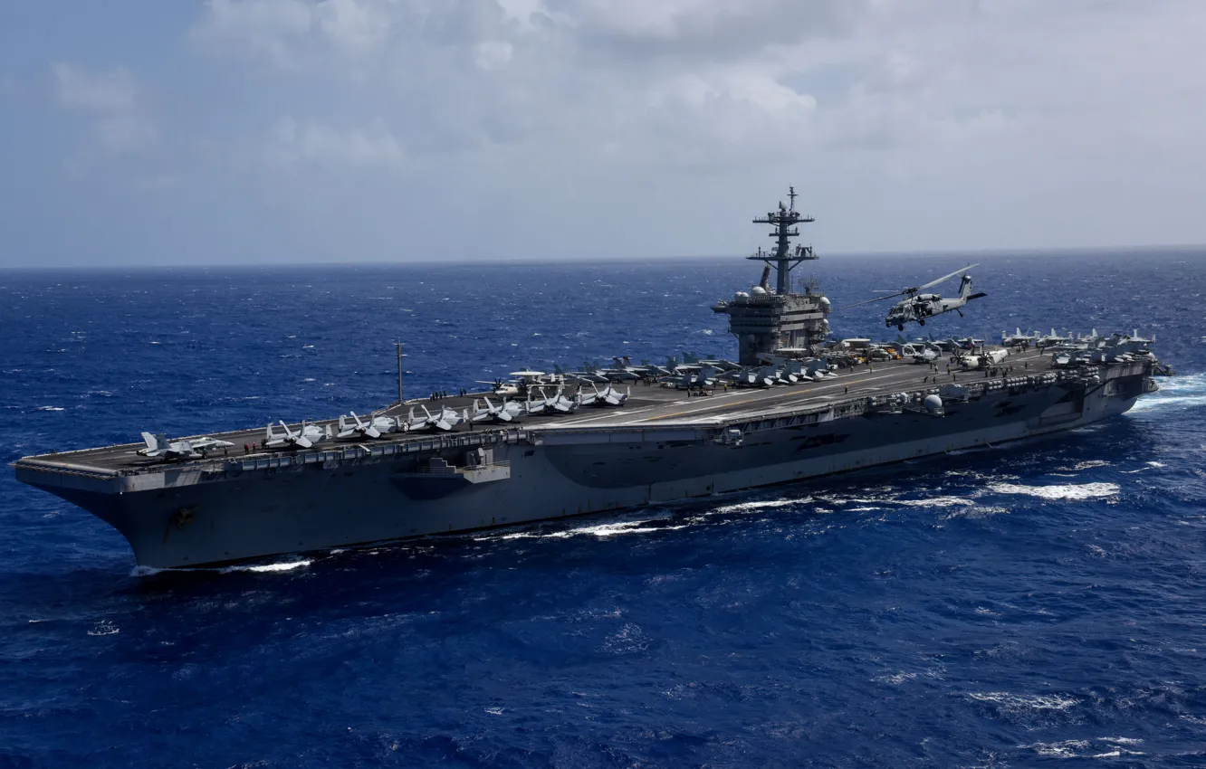 Photo wallpaper the carrier, USS Theodore Roosevelt, CVN 71, type Nimitz