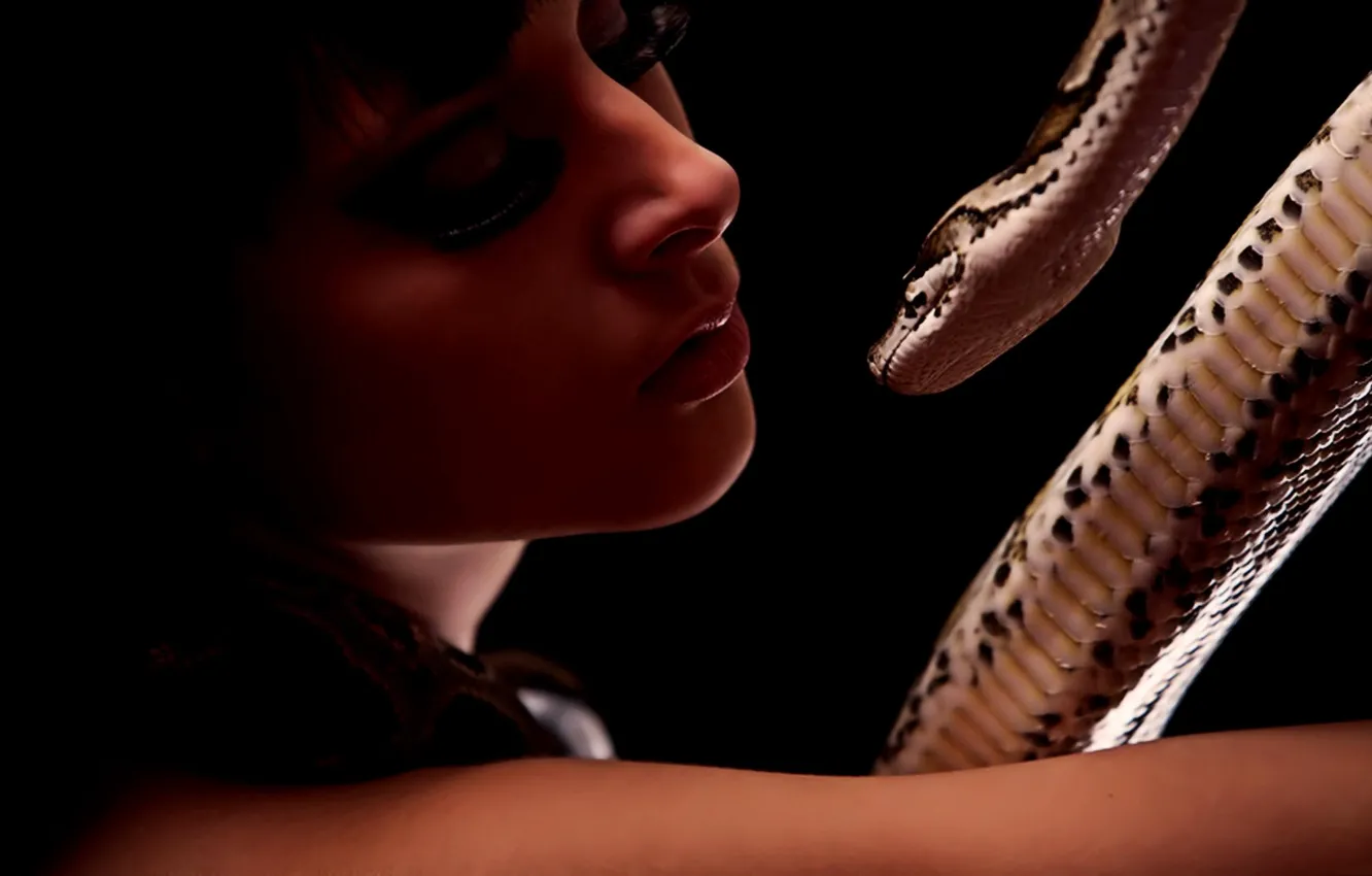 Photo wallpaper snake, woman, reptile