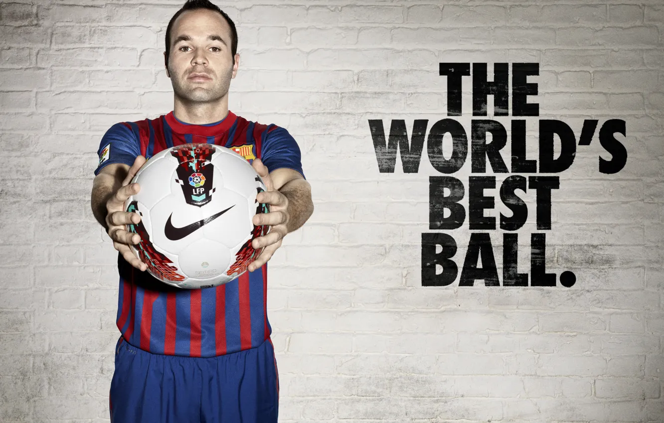 Photo wallpaper the ball, Nike, Barcelona, Andres Iniesta, Andres Iniesta