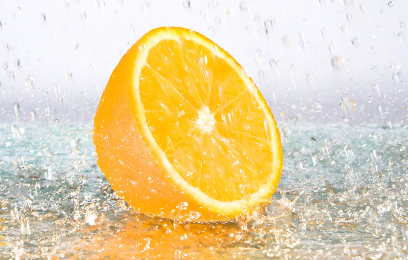Photo wallpaper water, orange