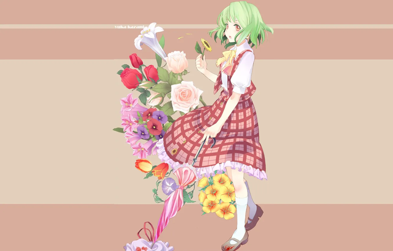 Photo wallpaper flowers, anime, girl, Kazami Yuuka