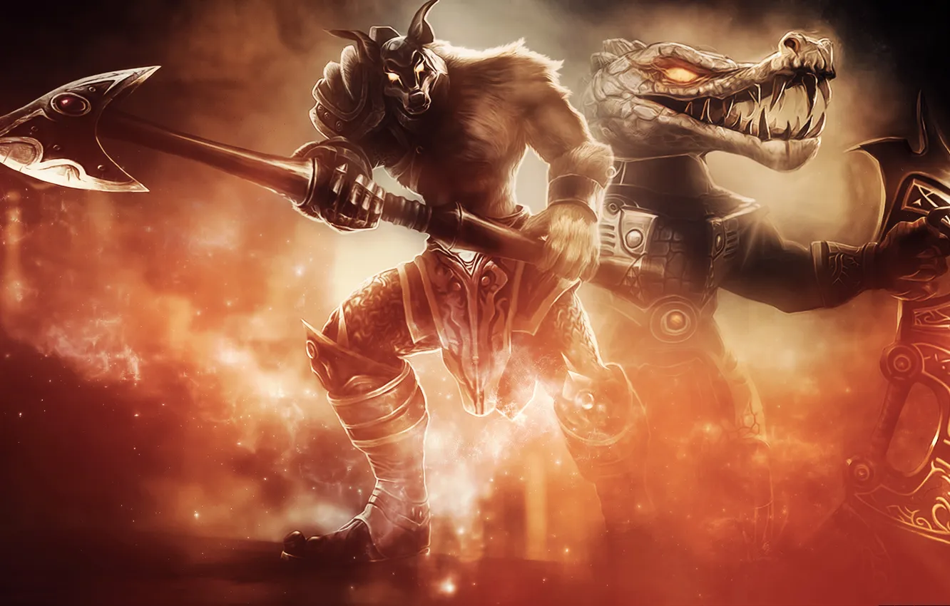 Photo wallpaper weapons, background, art, League of Legends, Renekton, LoL, Nasus