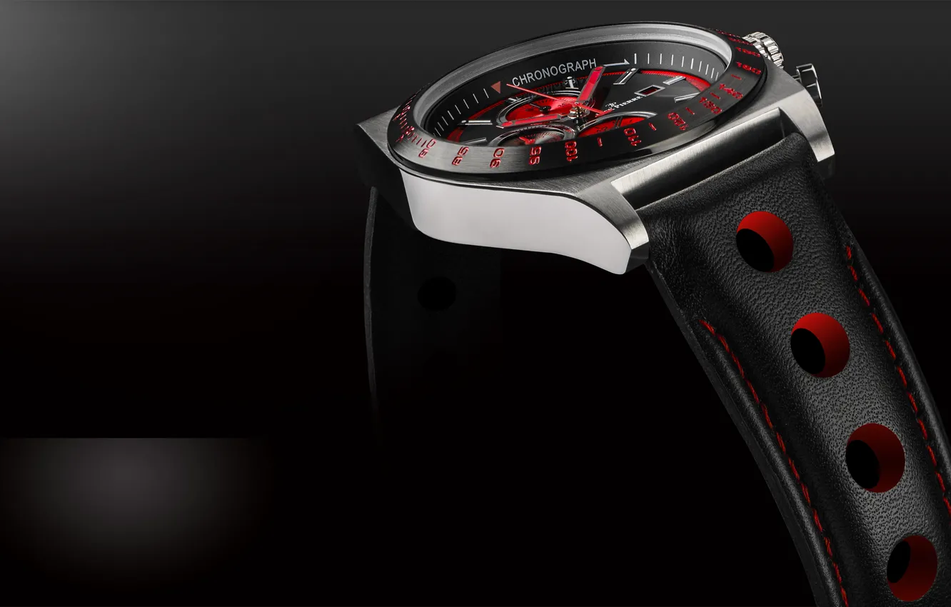 Photo wallpaper red, black, clock, watches