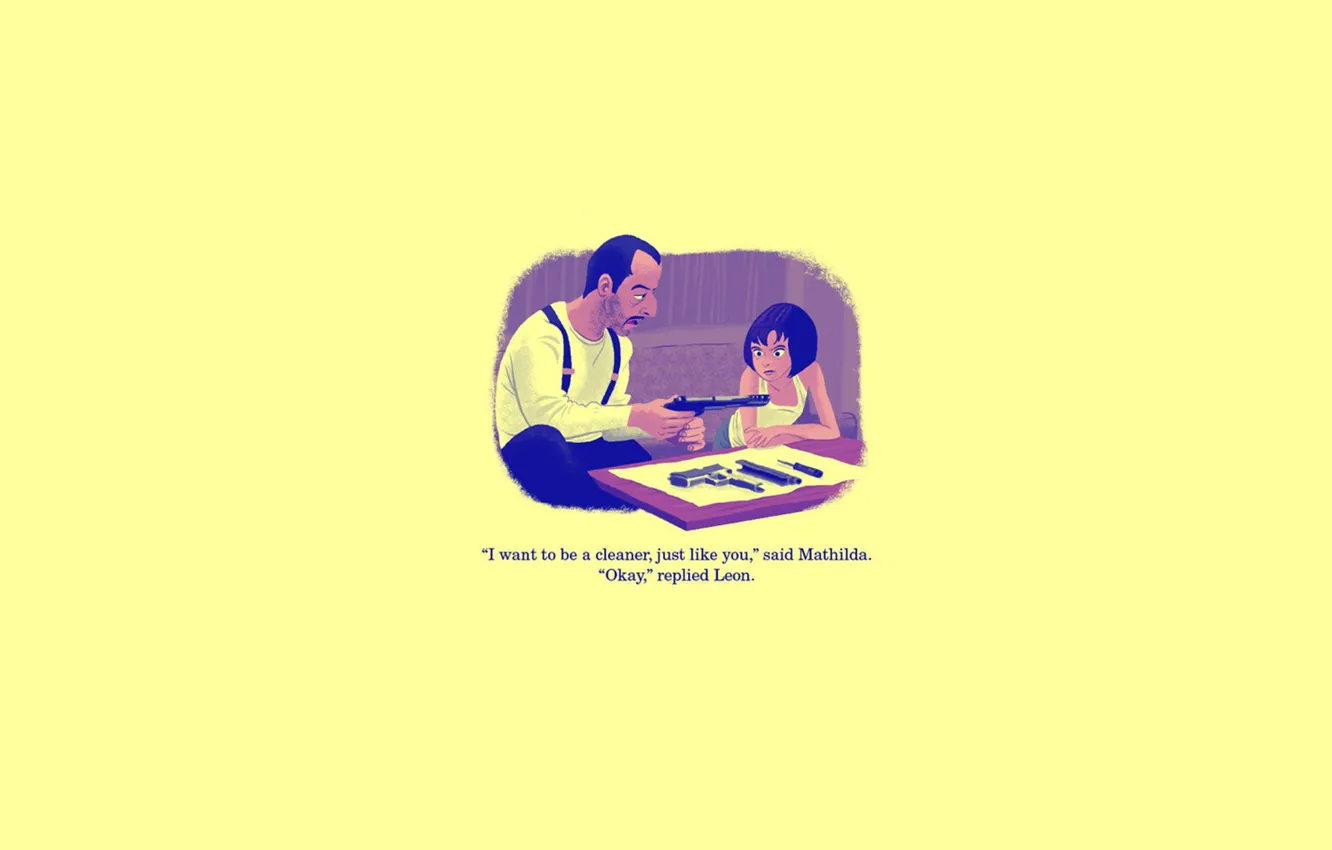 Photo wallpaper the film, Leon, yellow background, Matilda