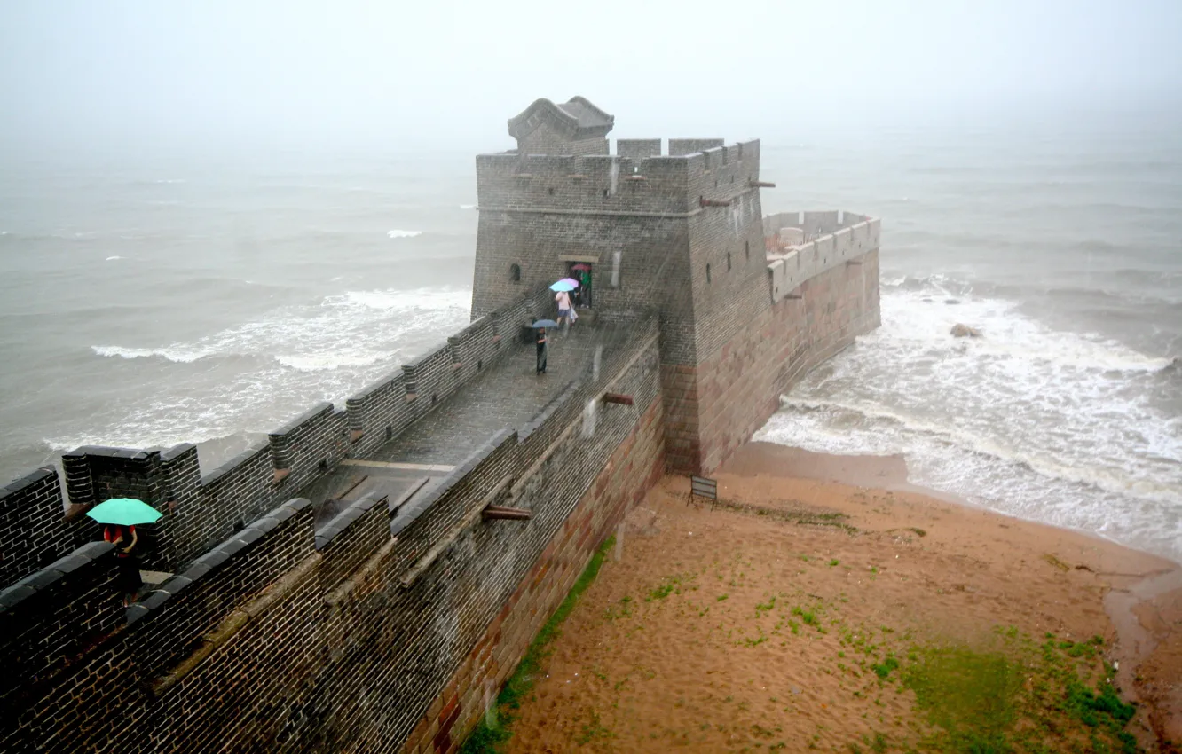 Photo wallpaper China, sea, Great Wall