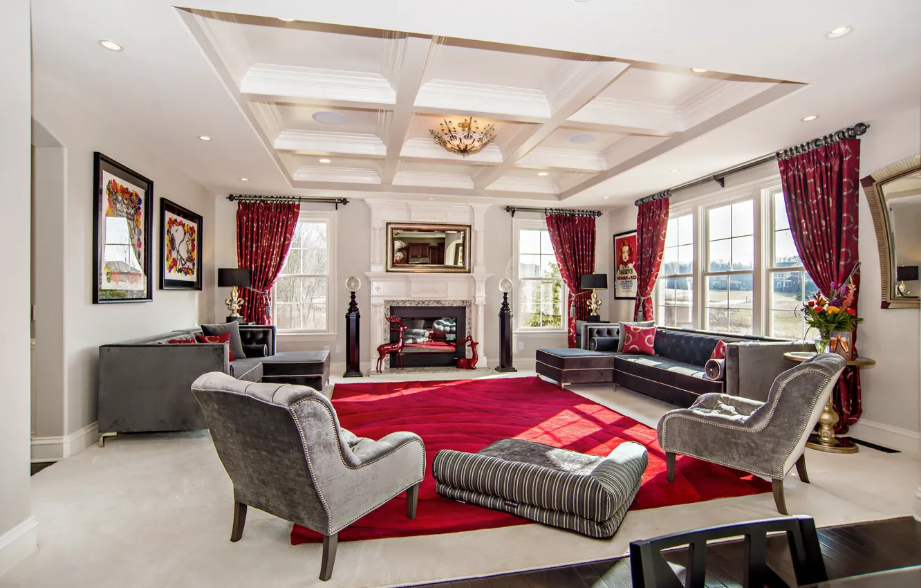 Photo wallpaper living room, home, luxury