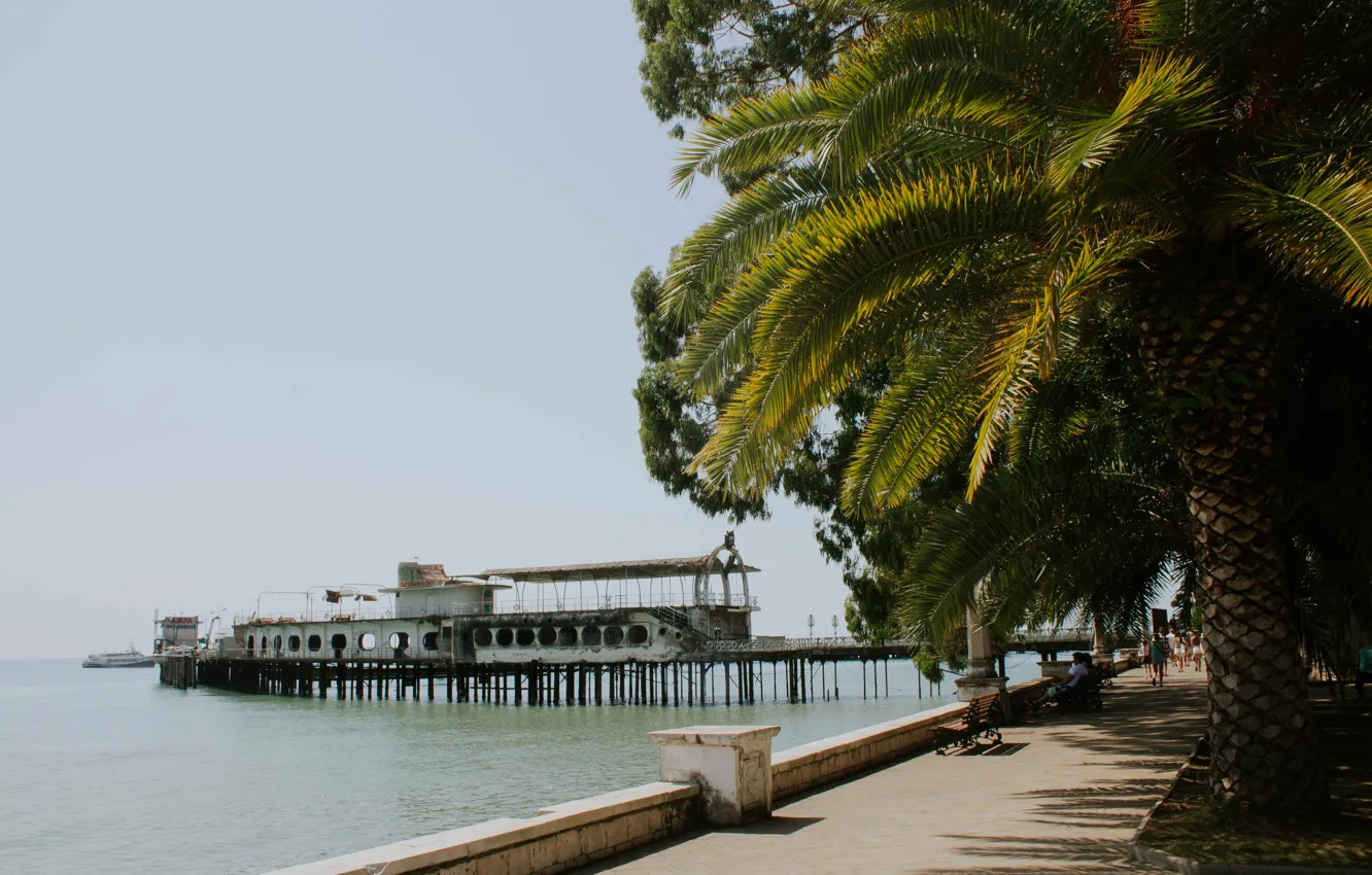 Photo wallpaper sea, promenade, Abkhazia