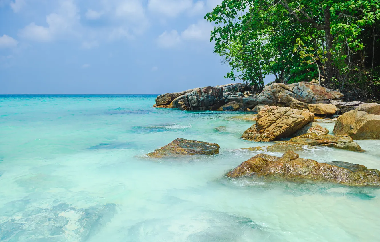 Photo wallpaper sea, beach, summer, the sky, summer, beach, sea, paradise