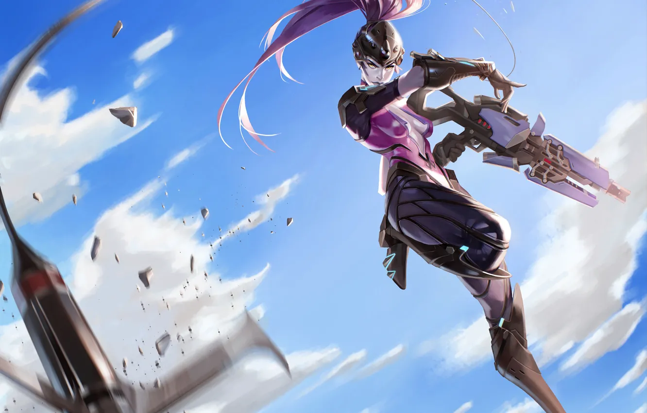 Photo wallpaper the sky, girl, stones, Overwatch, Widowmaker, Amélie Lacroix