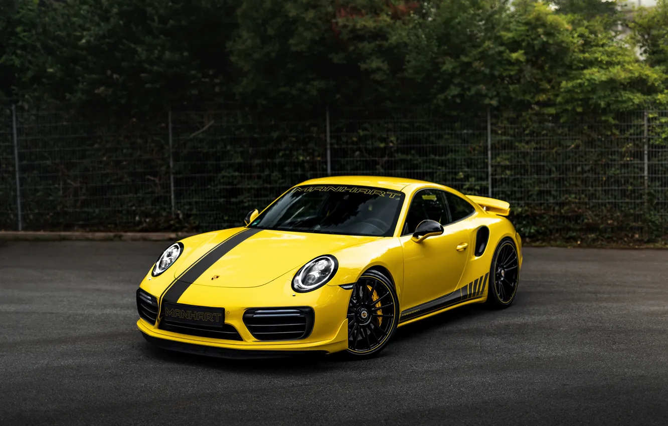 Photo wallpaper yellow, coupe, 911, Porsche, 991, Manhart, 911 Turbo S, 2020