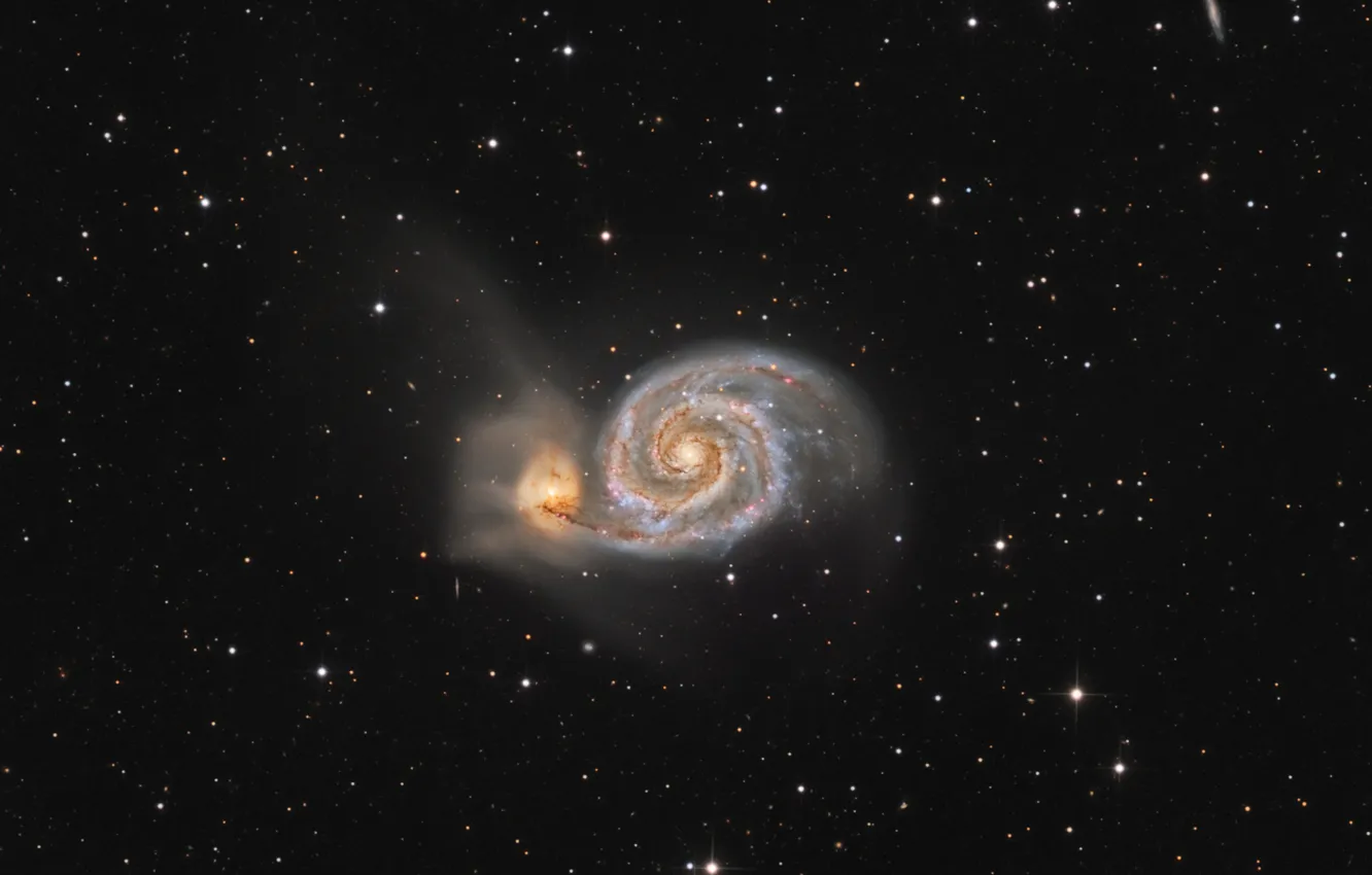 Photo wallpaper stars, galaxy, The Dogs Of War, M 51, Whirlpool, the constellation