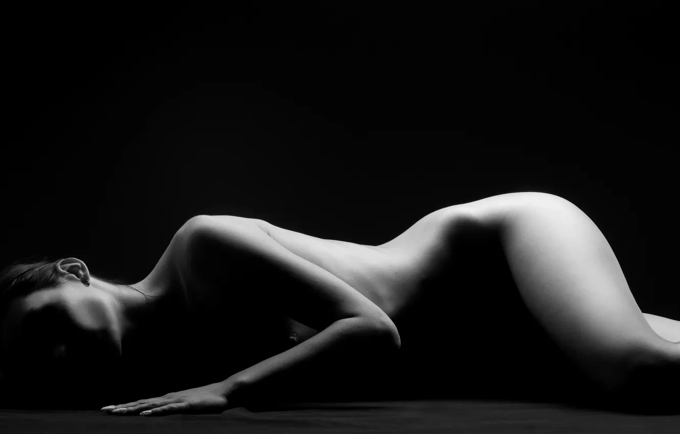 Photo wallpaper girl, background, black, silhouette